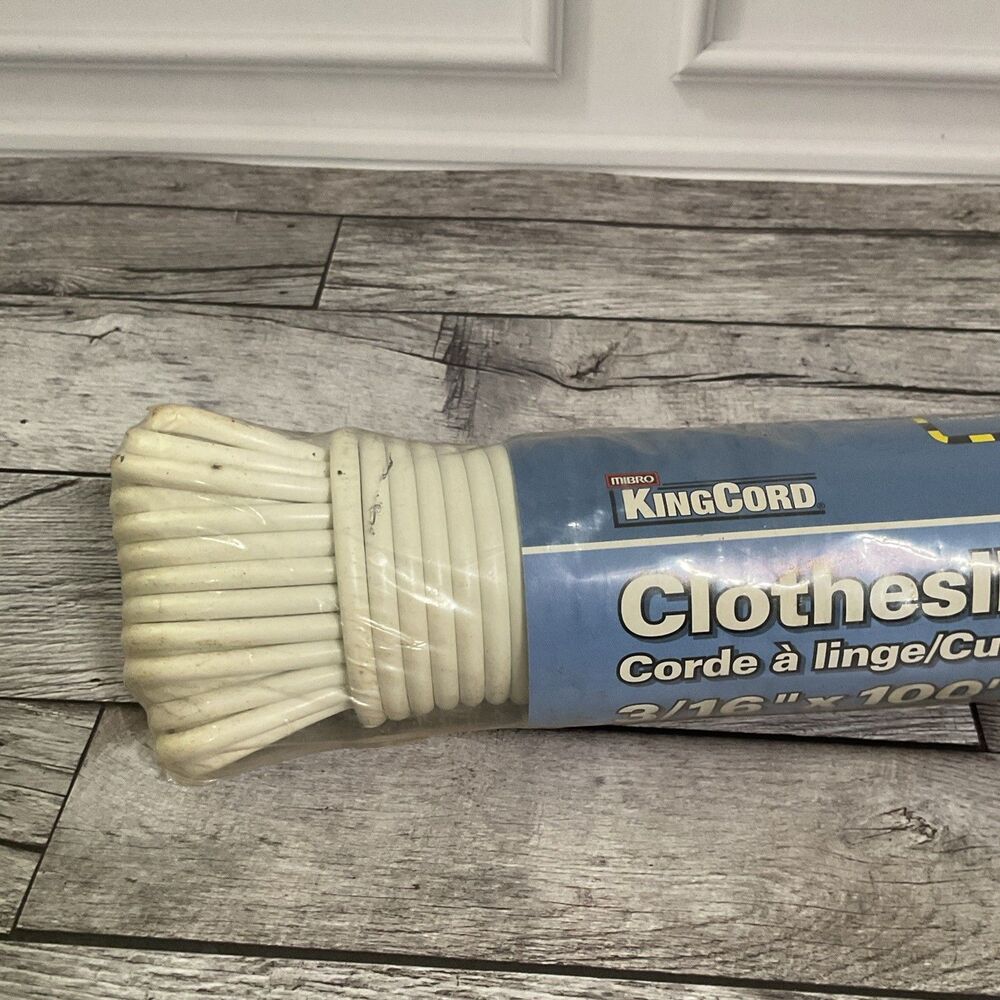 KingCord Plastic Clothesline 3/16 in x 100 ft White Abrasion Resistant 22 lb - Picture 2 of 9